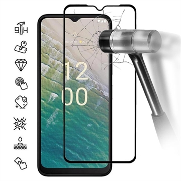 Nokia C32 Koko Peittävä Panssarilasi - 9H - Musta Reuna