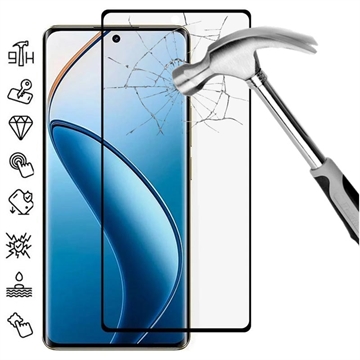 Realme 12 Pro/12 Pro+ Koko Peittävä Panssarilasi - 9H - Musta Reuna