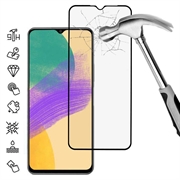 Samsung Galaxy A08 Täysi suoja Panssarilasi - 9H - musta reuna