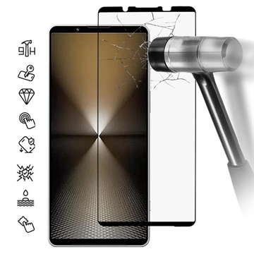 Sony Xperia 1 VI Koko Peittävä Panssarilasi - 9H - Musta Reuna