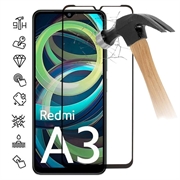 Xiaomi Redmi A3 Koko Peittävä Panssarilasi - 9H - Musta Reuna