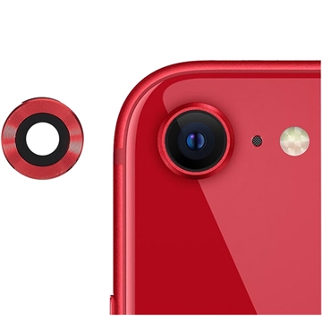 iPhone SE (2022)/SE (2020) Kameralinssin Metallinen & Panssarilasi - 9Hsuoja - Punainen