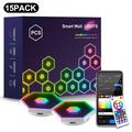 G01 älykkäät kuusikulmaiset RGB-LED-seinävalopaneelit, ohjattavissa Tuya- ja Smart Life -sovelluksilla - 15 kpl.