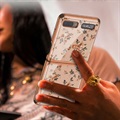 GKK Kukkakuvioinen Samsung Galaxy Z Flip Lompakkokotelo - Beige