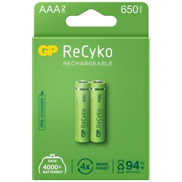 GP ReCyko 650 ladattavat AAA-paristot 650mAh - 2 kpl.