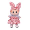 Puutarha-Party mekko ja päähine setti Labubu Mini hahmolle 17cm - Sydämet