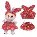 Puutarha-Party mekko ja päähine setti Labubu Mini hahmolle 17cm - Punainen