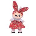 Puutarha-Party mekko ja päähine setti Labubu Mini hahmolle 17cm - Punainen