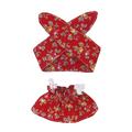 Puutarha-Party mekko ja päähine setti Labubu Mini hahmolle 17cm - Punainen