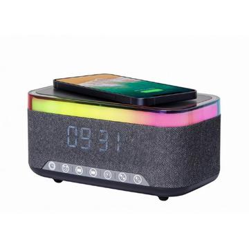 Gembird Digitaalinen herätyskello, jossa on RGB-valot, langaton lataus 15W - musta