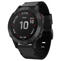 Garmin Fenix 6/5/5 Plus Aito Nahkaranneke - Musta