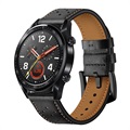 Huawei Watch GT Rei'itetty Aito Nahkaranneke - Musta