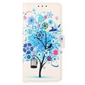 Glam Sarjan Samsung Galaxy A03 Core Lompakkokotelo - Kukkais Puu / Sininen