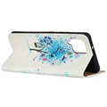 Glam Sarjan Samsung Galaxy A42 5G Lompakkokotelo - Kukkais Puu / Sininen