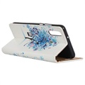 Glam Sarjan Samsung Galaxy A50 Lompakkokotelo - Kukkais Puu / Sininen