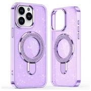 iPhone 16 Pro Max Glitter Hybridikotelo potkukiinnikkeellä - MagSafe-yhteensopiva - Violetti