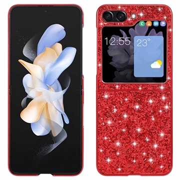 Samsung Galaxy Z Flip5 Glitter Series Hybridikotelo - Punainen