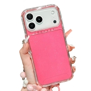iPhone 17 Pro Max/18 Pro Max Glitter Iskunkestävä hybridi kotelo rannehihnalla - Hot Pinkki