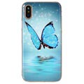 iPhone X / iPhone XS Glow in the Dark Silikonikotelo - Sininen Butterfly