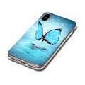 iPhone X / iPhone XS Glow in the Dark Silikonikotelo - Sininen Butterfly