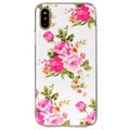 iPhone X / iPhone XS Glow in the Dark Silikonikotelo - Pinkki Flowers