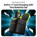 GoPro Hero 11 Telesin GP-FCK-B11 2-paikkainen akkulaturi, jossa on 2x 1750mAh akkua.