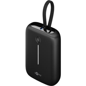 Goobay 10000mAh Power Bank sisäänrakennetulla USB-C-kaapelilla - 20W - musta