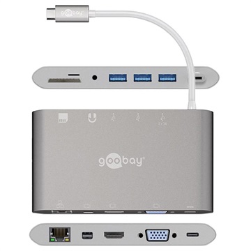 Goobay All-in-1 USB-C Multiport Adapter - HDMI, MiniDP, 3 x USB 3.0