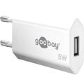 Goobay Compact USB-A seinälaturi - 5W - Valkoinen