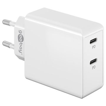 Goobay Dual USB-C Pikalaturi - 36W - Valkoinen