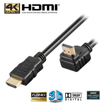 Goobay Korkeanopeuksinen HDMI- johto Ethernetillä - 90° Kulma - 1m