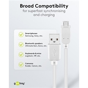 Goobay Micro USB-kaapeli - 1m - Valkoinen