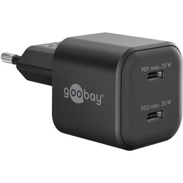Goobay Nano GaN Dual USB-C PD-pikalaturi 35W