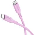 Goobay USB-C silikonikaapeli - 1.5m, 60W - vaaleanpunainen