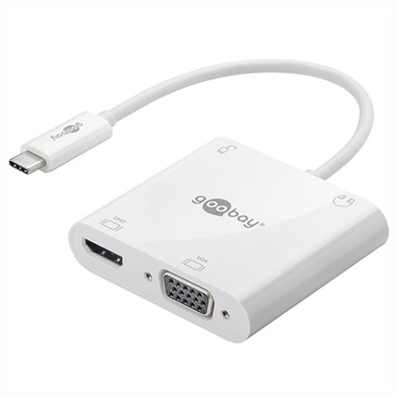 Goobay USB-C - HDMI/VGA Sovitin - PD 100W - Valkoinen
