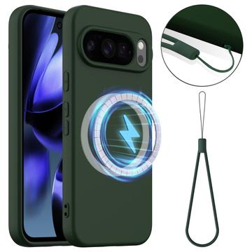 Google Pixel 10 Pro XL Nestemäinen Silikoni Suojakuori - MagSafe-yhteensopiva - Tummanvihreä