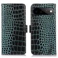Google Pixel 11 Pro XL Crocodile Lompakkomallinen Nahkakotelo kanssa RFID - Vihreä