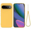 Google Pixel 11 Pro XL Nestemäinen silikonikotelo käsihihnalla - keltainen