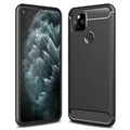 Google Pixel 5 Harjattu TPU Suojakuori - Hiilikuitu - Musta