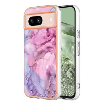 Google Pixel 8a Marble Pattern Galvanoitu TPU-Suojakotelo - Sininen / Pinkki