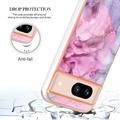 Google Pixel 8a Marble Pattern Galvanoitu TPU-Suojakotelo - Sininen / Pinkki