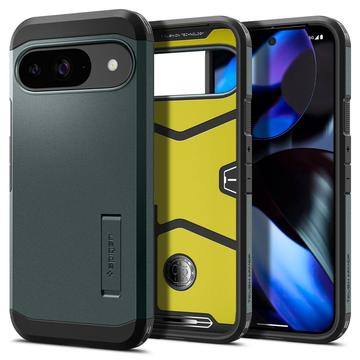 Google Pixel 9/9 Pro Spigen Tough Armor Suojakuori - Tummanvihreä