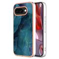 Google Pixel 9a Marble Pattern Galvanoitu TPU-Suojakotelo - Vihreä