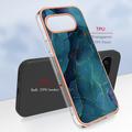 Google Pixel 9a Marble Pattern Galvanoitu TPU-Suojakotelo - Vihreä