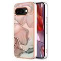 Google Pixel 9a Marble Pattern Galvanoitu TPU-Suojakotelo - Pinkki