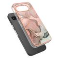 Google Pixel 9a Marble Pattern Galvanoitu TPU-Suojakotelo - Pinkki