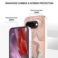 Google Pixel 9a Marble Pattern Galvanoitu TPU-Suojakotelo - Pinkki