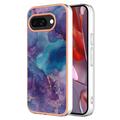 Google Pixel 9a Marble Pattern Galvanoitu TPU-Suojakotelo - Violetti / Sininen