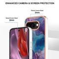 Google Pixel 9a Marble Pattern Galvanoitu TPU-Suojakotelo - Violetti / Sininen
