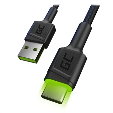 Green Cell Ray Nopea USB-C Kaapeli LED-Valolla - 1.2m